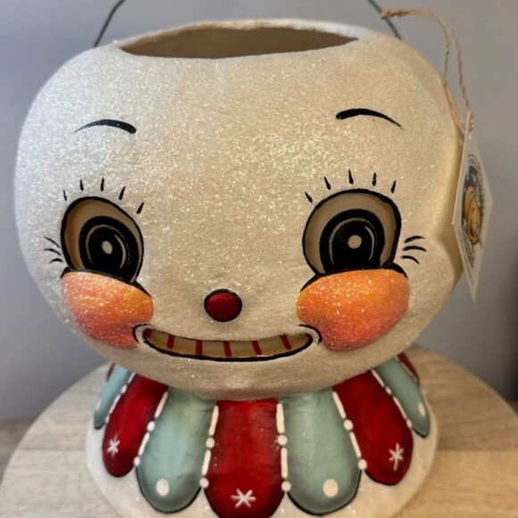 New Johanna Parker Snowman Minty Beau Snow Glow Lantern Bucket - Picture 1 of 2